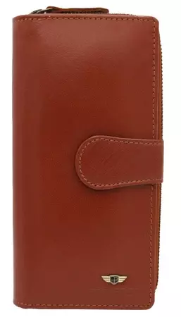 Duży, skórzany portfel damski na zamek i zatrzask — Peterson
