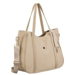 Shopperka damska z poliestru w jasnobeżowym kolorze zamykana suwakiem - Peterson