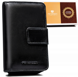 Duży skórzany portfel damski na zatrzask Peterson