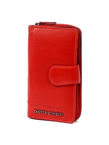 Czerwony skórzany portfel damski Pierre Cardin TILAK131 2202 RFID STOP