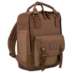 Plecak damski z poliestru i skóry ekologicznej w brązowym kolorze, jednokomorowy - Peterson