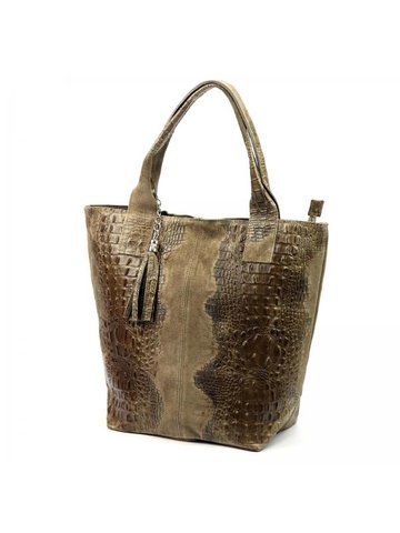 Damska Torebka Skórzana A4 Luka 26-026 CROCO taupe