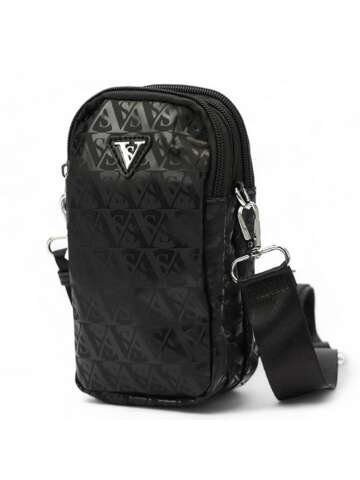 Czarna torebka eko Sergio Valentini 7174# na ramię i crossbody 3 komory