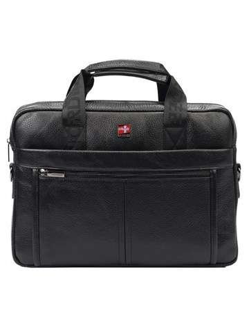 Teczka Męska Nordee S137 Skórzana Czarna Elegancka z Paskiem Mieści A4