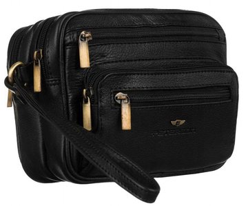 Dwukomorowa saszetka męska ze skóry naturalnej Peterson