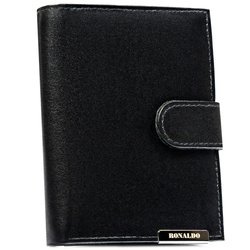 Portfel męski ze skóry naturalnej w czarnym kolorze zapinany na zatrzask - Ronaldo