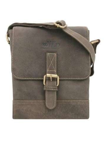 Saszetka Męska Wild MN 9 MH Brązowa Skóra Naturalna Crossbody Regulowany Pasek Złote Okucia