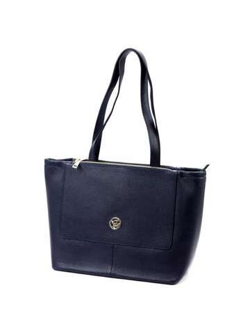 Damska Torebka Skórzana A4 Gregorio 1739 DOLLARO Shopperbag Granatowy Z Złotymi Okuciami