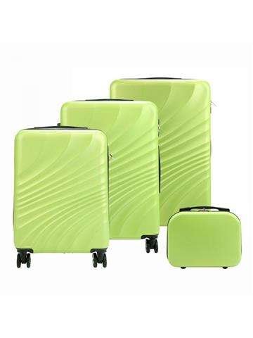 Zestaw Walizek Gregorio Limonkowy W3002 S14/20/24/28 z Zamkiem Szyfrowym i Mocnymi Szewami ABS
