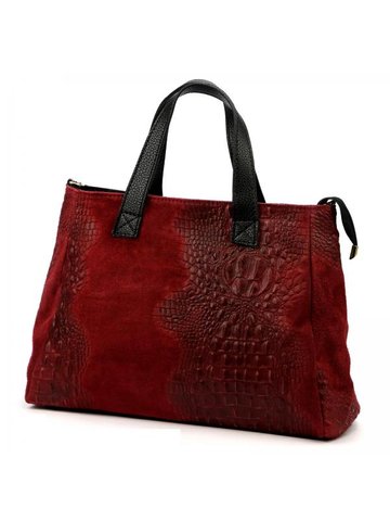 Damska Torebka Skórzana A4 Luka 26-034 CROCO bordo