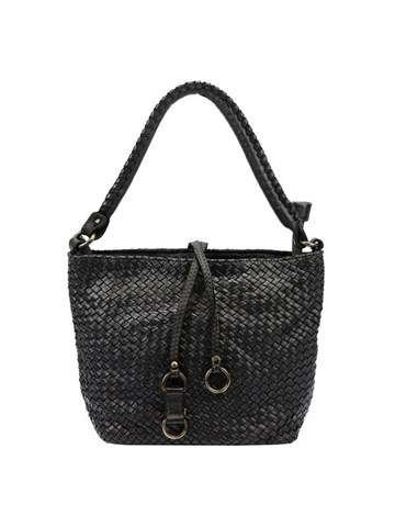 Torebka Damska Skórzana VS 008 Czarna Shopperbag Złote Okucia Crossbody Ze Skóry Naturalnej