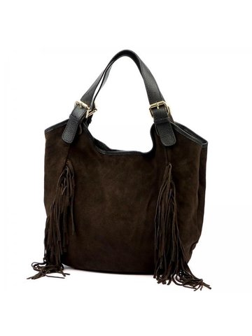 Damska Torebka Skórzana Luka 25-019 ciemny brąz + czarny