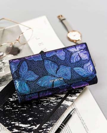 Duży, skórzany portfel damski w orientacji poziomej Peterson