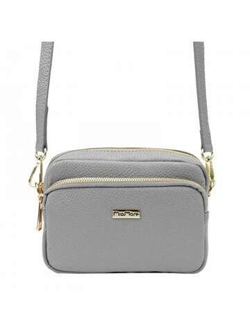 Damska Torebka Skórzana MiaMore Dollaro Popiel Listonoszka Mała Ze Skórzanym Wykończeniem 01-062