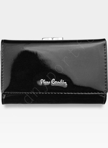 Portfel Damski Pierre Cardin 05 LINE 108 Skórzany Średni Poziomy z Zapięciem na Zatrzask i Funkcją RFID Secure - Kolor Czarny