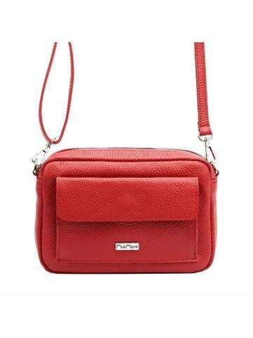 Torebka Skórzana MiaMore 01-041 DOLLARO Ciemnoczerwona Listonoszka Ze Skóry Naturalnej