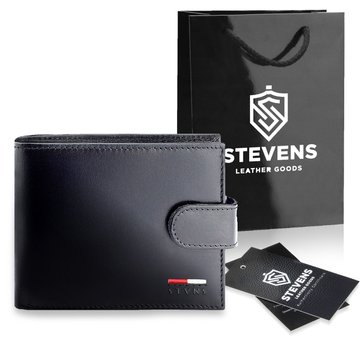 Pánská kožená peněženka STEVENS Ochrana RFID Černá PREMIUM jako dárek k Vánocům, pod stromeček