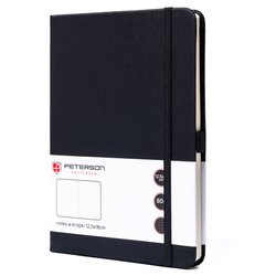 Czarny notes w formacie B6 zadrukowany w kropki, wyposażony w gumkę zamykającą - Peterson