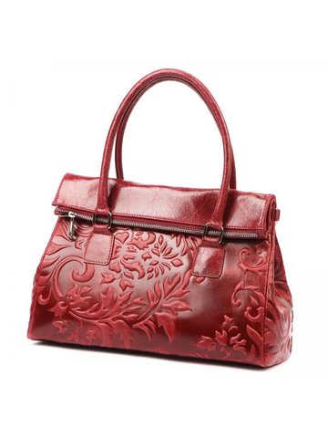 Damska Torebka Skórzana Luka 20-054 MN ciemny czerwony