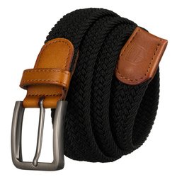 Parciany pasek męski do spodni w czarnym kolorze z tradycyjną klamrą - Peterson