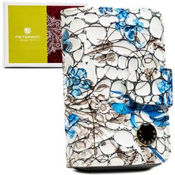 Pojemny, białoniebieski portfel damski ze skóry naturalnej z systemem RFID - Peterson