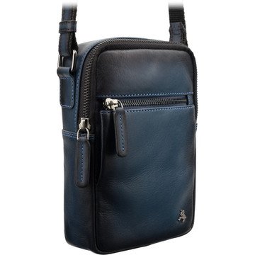 Niebieska Skórzana Torba Męska Visconti AT-43 z Regulowanym Paskiem i Dwoma Zewnętrznymi Kieszeniami