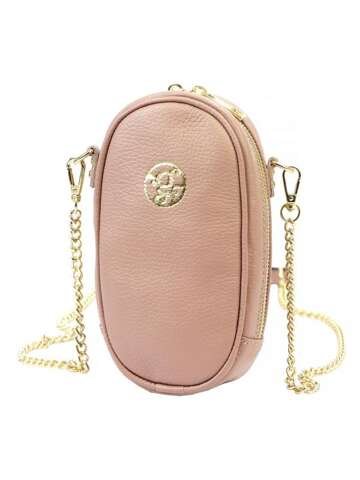 Torebka Damska Skórzana Gregorio 1734 DOLLARO Brudny Róż Crossbody z Łańcuszkowym Paskiem