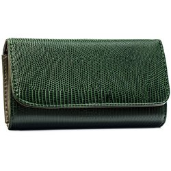 Zielony, poziomy portfel damski ze skóry ekologicznej zamykany zatrzaskiem - 4U Cavaldi
