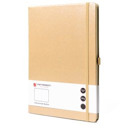 Beżowy notes w formacie B5 zadrukowany w kropki, wyposażony w gumkę zamykającą - Peterson