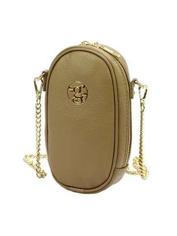 Torebka Skórzana Gregorio 1734 DOLLARO Ciemny Beż na Ramię z Łańcuszkowym Paskiem