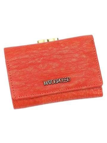 Portfel Damski Skórzany Mato Grosso 0579-50 RFID Czerwony Poziomy Z Zatrzaskiem i Ochroną RFID