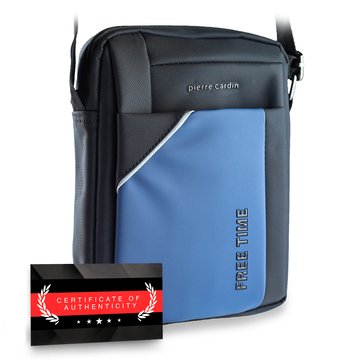 Pierre Cardin 2011 ALAN09 czarna + niebieska saszetka męska na ramię Certyfikat