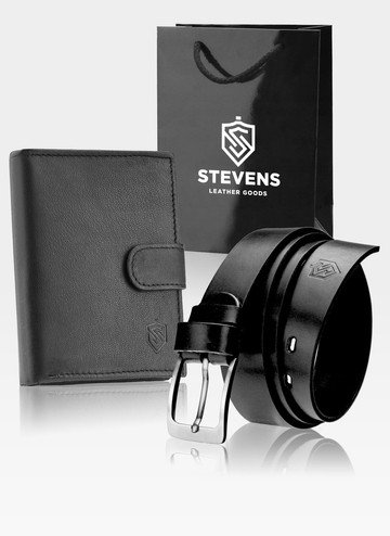 Zestaw Prezentowy Portfel i Pasek z torebką STEVENS Pod Choinkę Na Gwiazdkę Dla niego