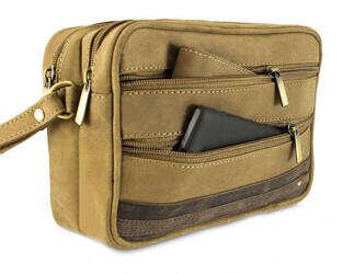 Saszetka męska z nubukowej skóry ze smyczką Always Wild