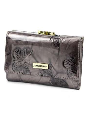 Portfel damski Gregorio BTS-117 skórzany popiel z funkcją RFID Secure i złotymi detalami
