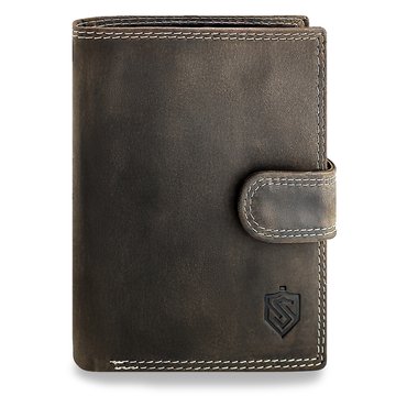 Portfel Męski Skórzany STEVENS Ochrona RFID Nubuk Ciemny Brąz