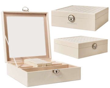 Szkatułka na biżuterię zamykany organizer na biżuterię na pierścionki