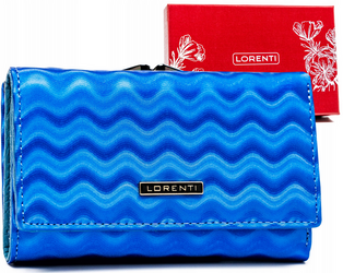 Skórzany portfel damski na bigiel i zatrzask ze wzorem fal Lorenti