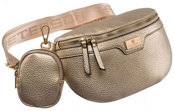 Pojemna saszetka damska na szerokim pasku z dodatkową portmonetką Peterson