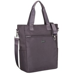 Szara shopperka damska na uchwytach i doczepianym pasku, zamykana suwakiem - Peterson
