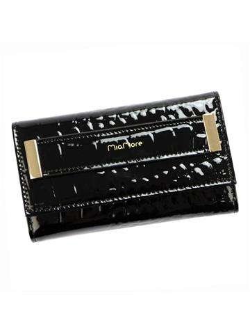 Etui na Telefon iPhone 11 MiaMore Skórzane Czarne z Złotym Łańcuszkiem i Paskiem