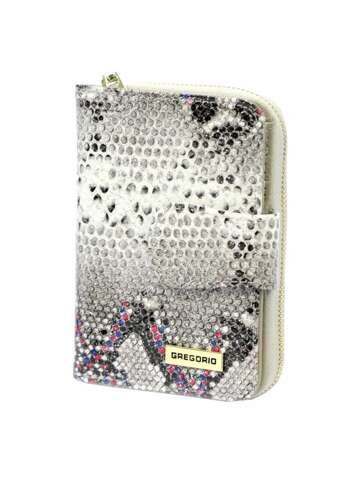 Portfel damski skórzany Gregorio SN-115 popiel + róż pionowy z RFID STOP