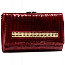 Portfel damski ze skóry naturalnej zdobiony cyrkoniami Lorenti