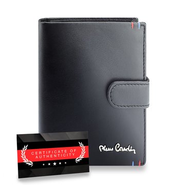 Pierre Cardin Pionowy Portfel RFID z Naturalnej Skóry Certyfikat