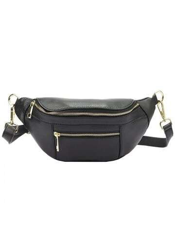 Torebka Damska Luka 20-072 DOLLARO Skóra Naturalna Czarna Listonoszka Złote Okucia