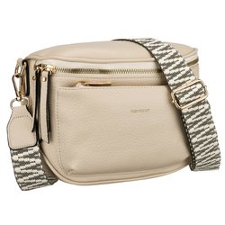 Beżowa listonoszka damska ze skóry ekologicznej zamykana suwakiem - Rovicky