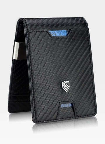 STEVENS Męski Portfel Skórzany slim Drobne na Zamek Klips nowoczesny z RFID Carbon na Karty na gotówkę prezent