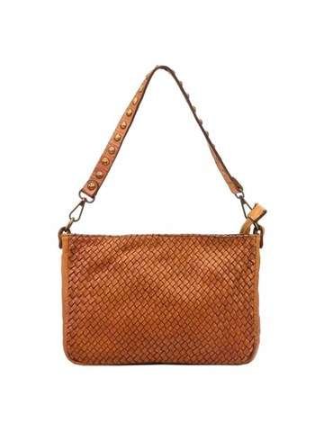 Torebka Damska Skórzana Listonoszka VS 009 Brązowa Z Dopinanym Paskiem i Złotymi Okuciami