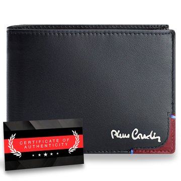 Portfel Męski Pierre Cardin Skóra Naturalna Czarno-Czerwony Poziomy RFID Secure Certyfikat