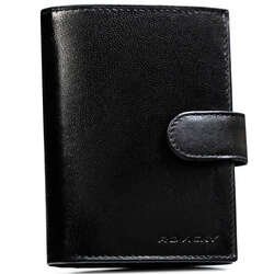 Pionowy portfel męski RFID z zapięciem - Rovicky
